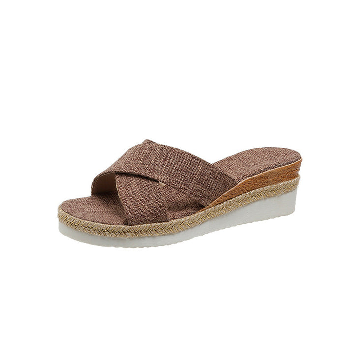 Sommersko Dame Hemp Kilesandaler Platform Hjemmesko