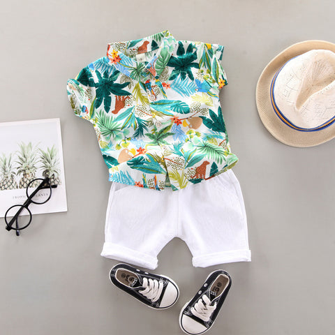 Boys' Summer Short Sleeve Shirt Shorts Suit