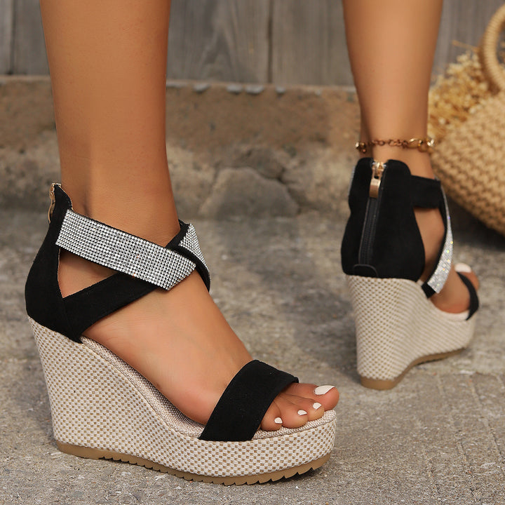 Wedge Sandals With Rhinestone Design