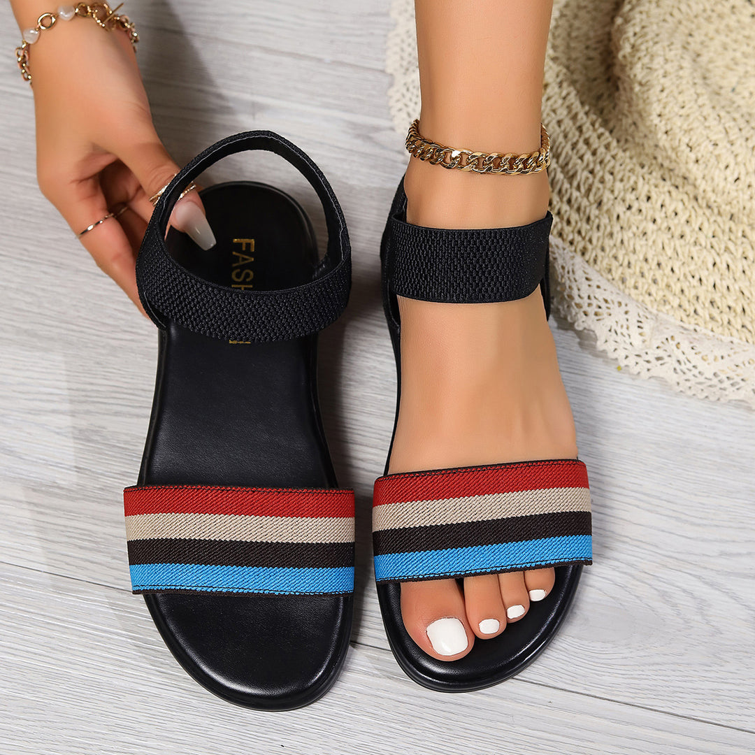 Fashion Color-block Elastic Sandals