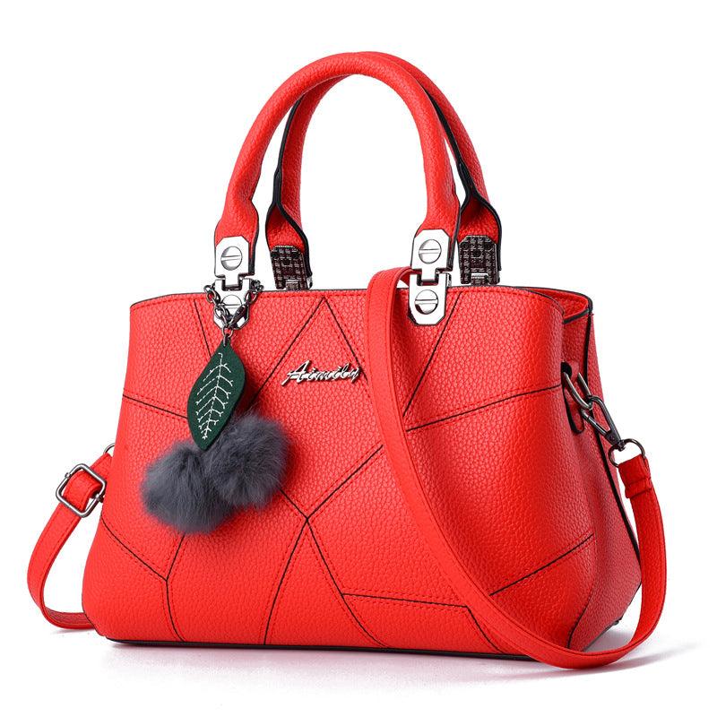 Ladies Bag Fashion Geometric Print Handbags Shoulder Messenger Bag With Ball Pendant