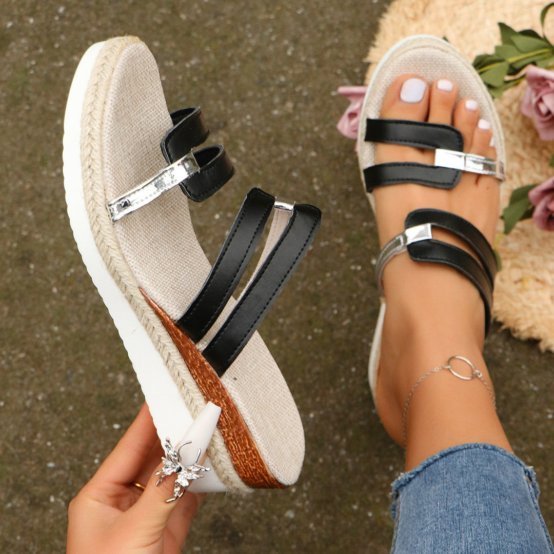 Colorblock-band Sleehakken Sandalen Zomermode Hennephak Slides Slippers Outdoor Dikke Bodem Vismond Schoenen Voor Dames