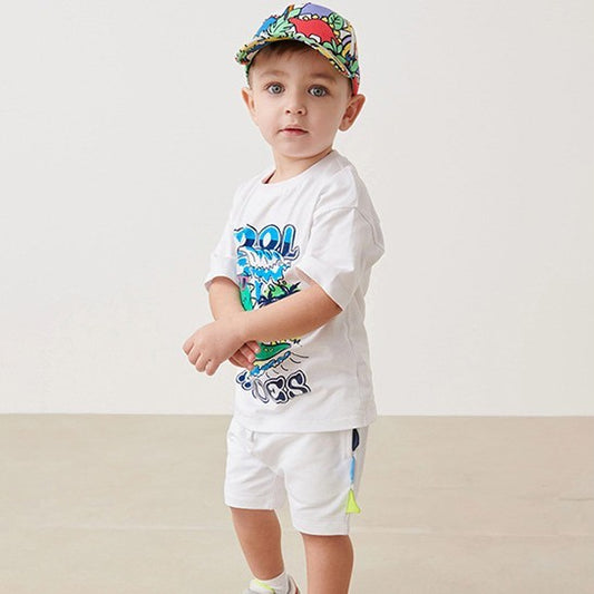 Boys' Short-sleeved Cartoon Cute Short Sleeve Shorts Two-piece Set