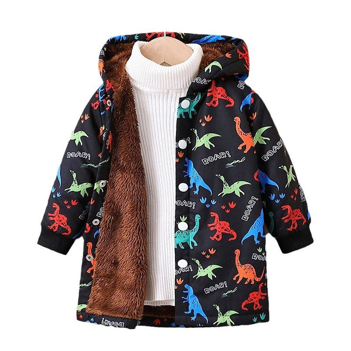 Children Dinosaur Fleece Lined Coat