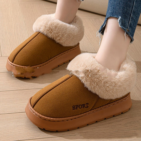 Women Non-Slip Shoes With Faux Fur Lining For Indoor Wear