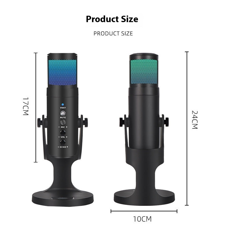 RGB kleurrijk ademend sfeerlicht USB-condensatormicrofoon