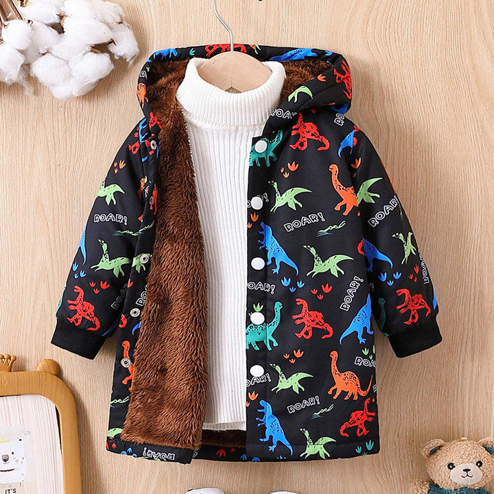 Children Dinosaur Fleece Lined Coat