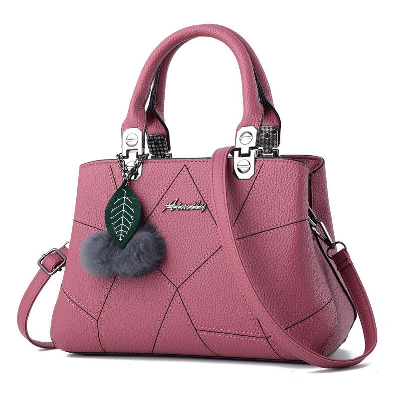 Ladies Bag Fashion Geometric Print Handbags Shoulder Messenger Bag With Ball Pendant