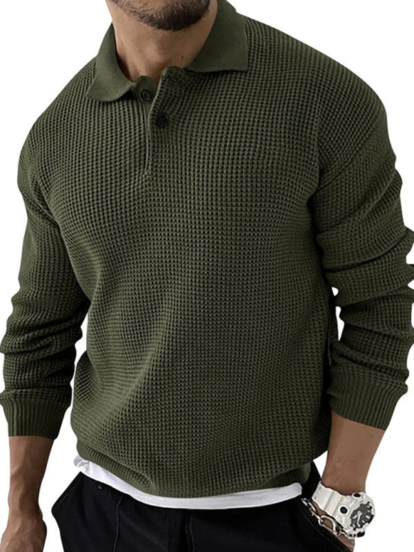 Pull à revers pour hommes, pull tricoté à manches longues, Slim, urbain, mode