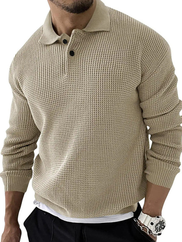 Pull à revers pour hommes, pull tricoté à manches longues, Slim, urbain, mode