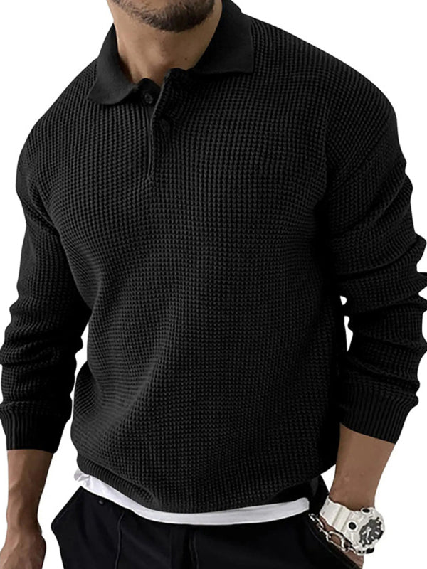 Pull à revers pour hommes, pull tricoté à manches longues, Slim, urbain, mode