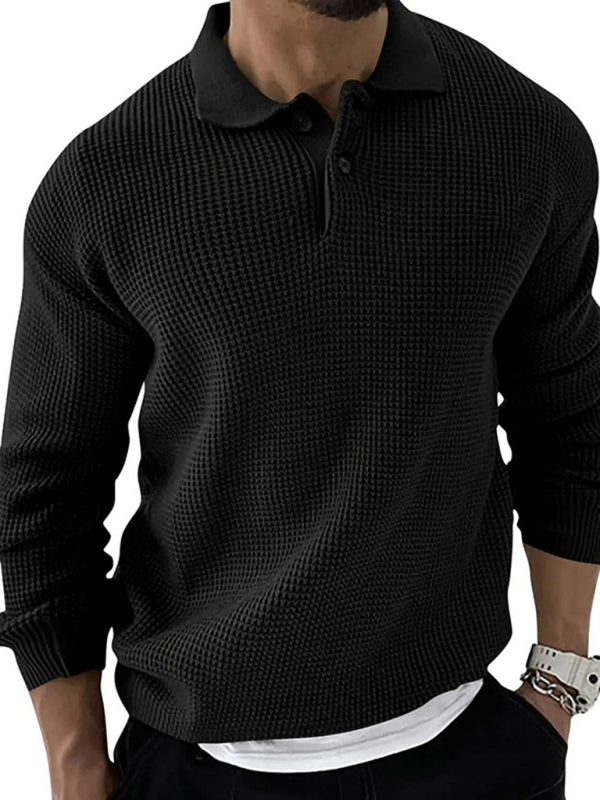 Pull à revers pour hommes, pull tricoté à manches longues, Slim, urbain, mode