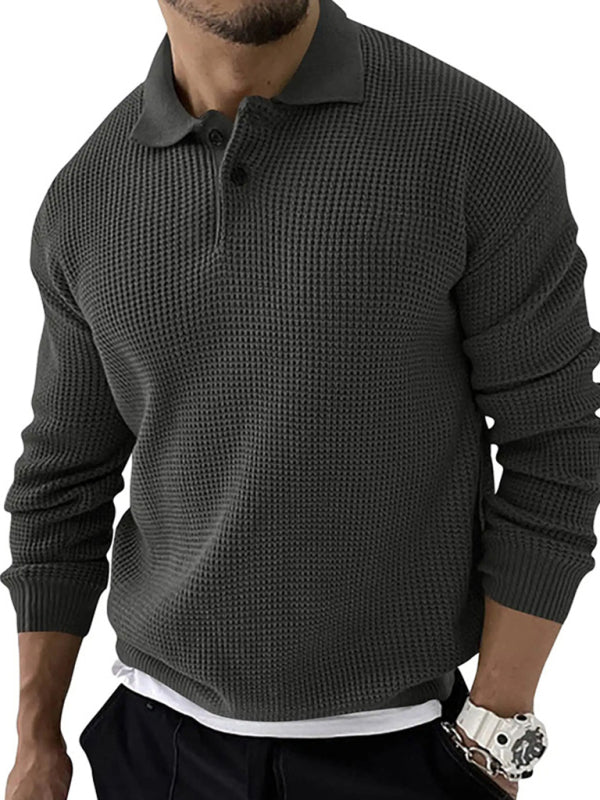 Pull à revers pour hommes, pull tricoté à manches longues, Slim, urbain, mode