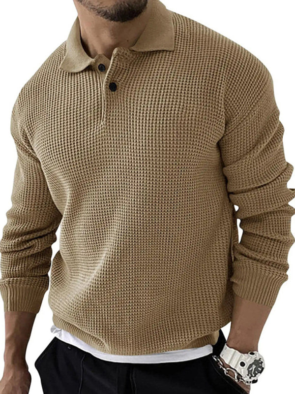 Pull à revers pour hommes, pull tricoté à manches longues, Slim, urbain, mode