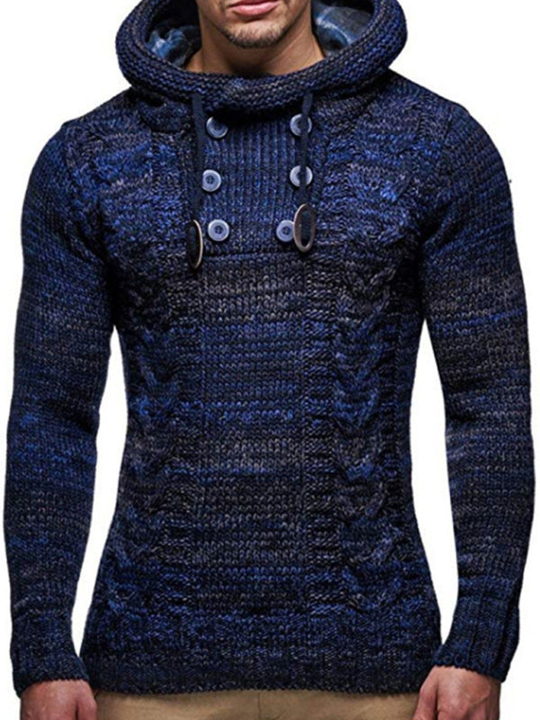 Pull à col roulé boutonné en tricot décontracté pour hommes