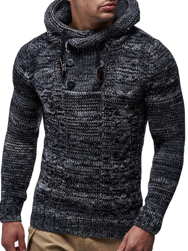 Pull à col roulé boutonné en tricot décontracté pour hommes