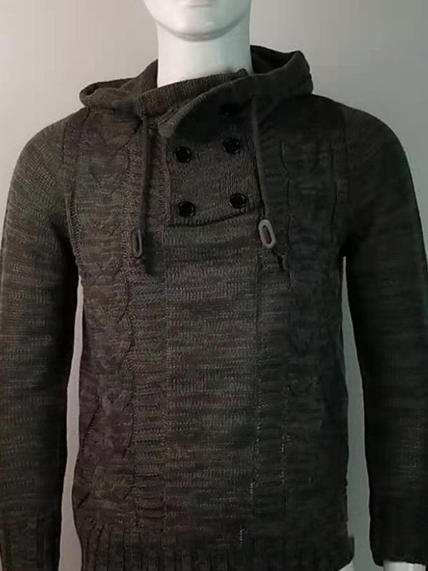 Pull à col roulé boutonné en tricot décontracté pour hommes