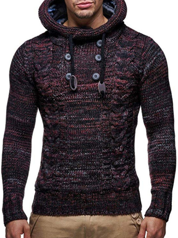 Pull à col roulé boutonné en tricot décontracté pour hommes