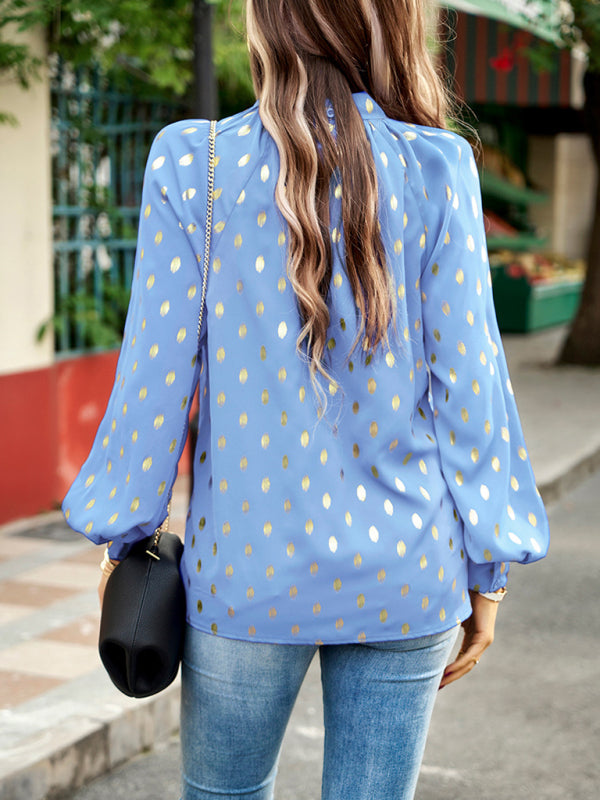 Gold Dot Print Temperament pendling prikket bluse