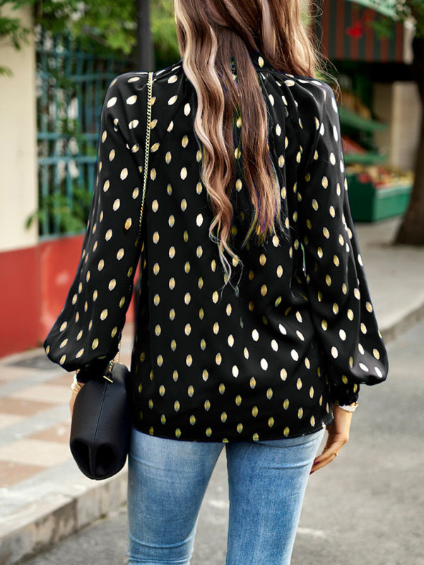 Gold Dot Print Temperament pendling prikket bluse