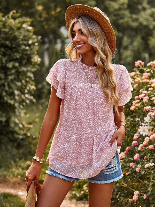 New style Feifei sleeve round neck T-shirt temperament short-sleeved shirt