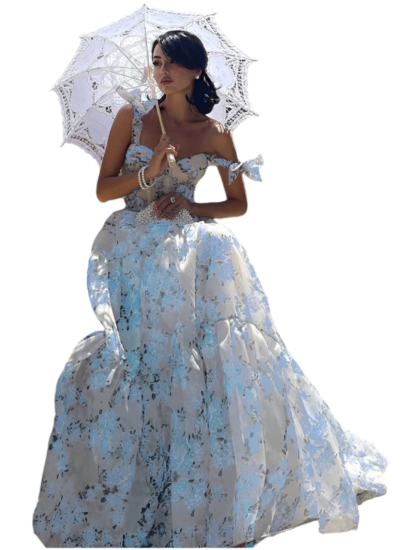 Women's Fashion One Shoulder Sequined Long Tail Evening Dress