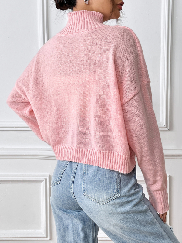 Pull à col roulé appliqué brodé avec nœud pour femme