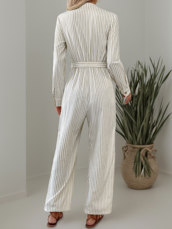 Dame ny jumpsuit med v-hals og snørebånd