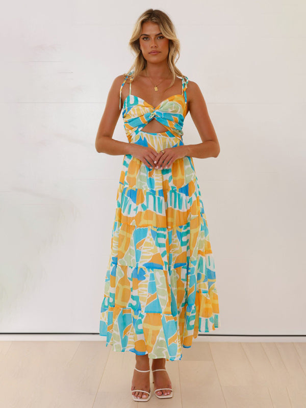 Beach holiday long dress sexy hot girl suspender dress