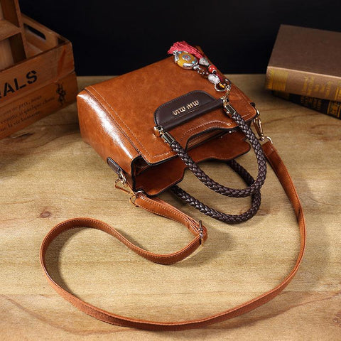 Genuine Leather Bag Women Handbags Famous Women Messenger Bags Retro Ladies Shoulder Bags Hand Bags