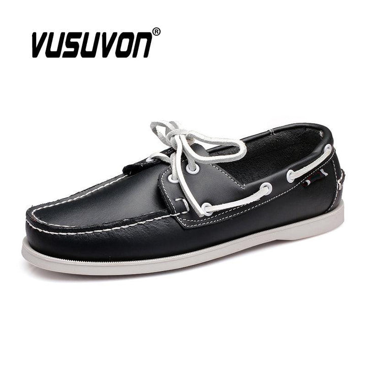 Genuine Leather Men Boat Shoes brand Hand Sewing Slip-On Mens Loafers Casual Driving Moccasins Business Men Shoes