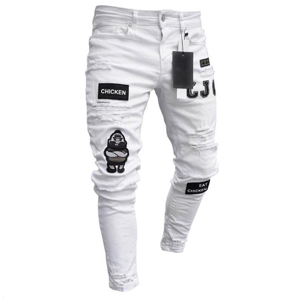 Men's Embroidered Pencil Jeans