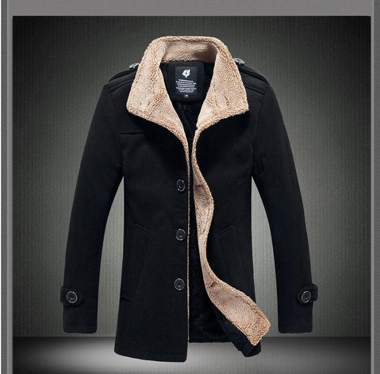 Men's Mountainskin Winter Woolen Fleece Lined Thick Warm Coat