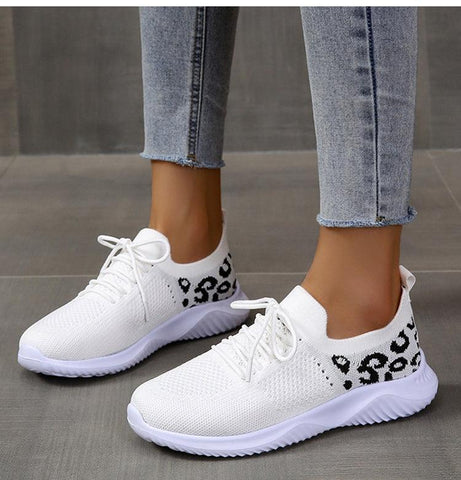 Women Leopard Print Lace-up Sneakers Sports