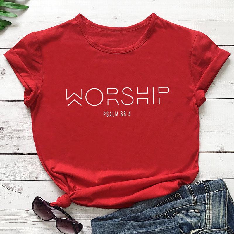 Aanbidding Casual katoenen christelijke T-shirt Faith Shirt Dames