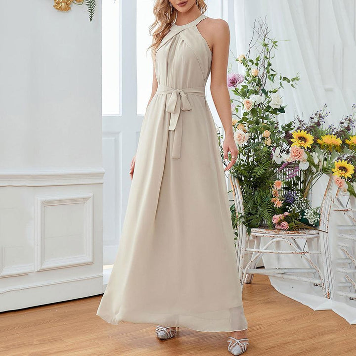 Robe d'été longue verte sexy à épaules dénudées