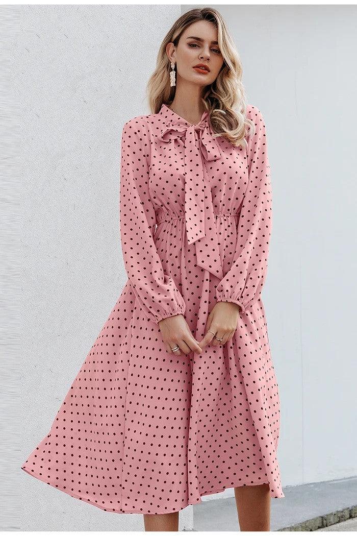 Ladies pink polka dot dress