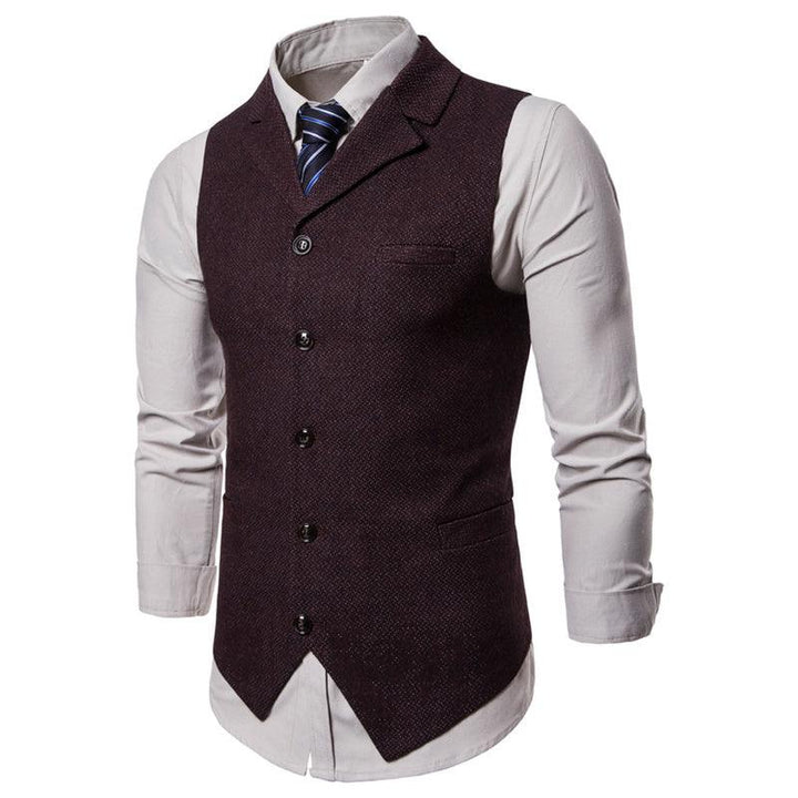 Men's Plain Color Single Breasted Lapel Jacket Jacket Clip Spring and Autumn Men's Casual Vest suit vest men