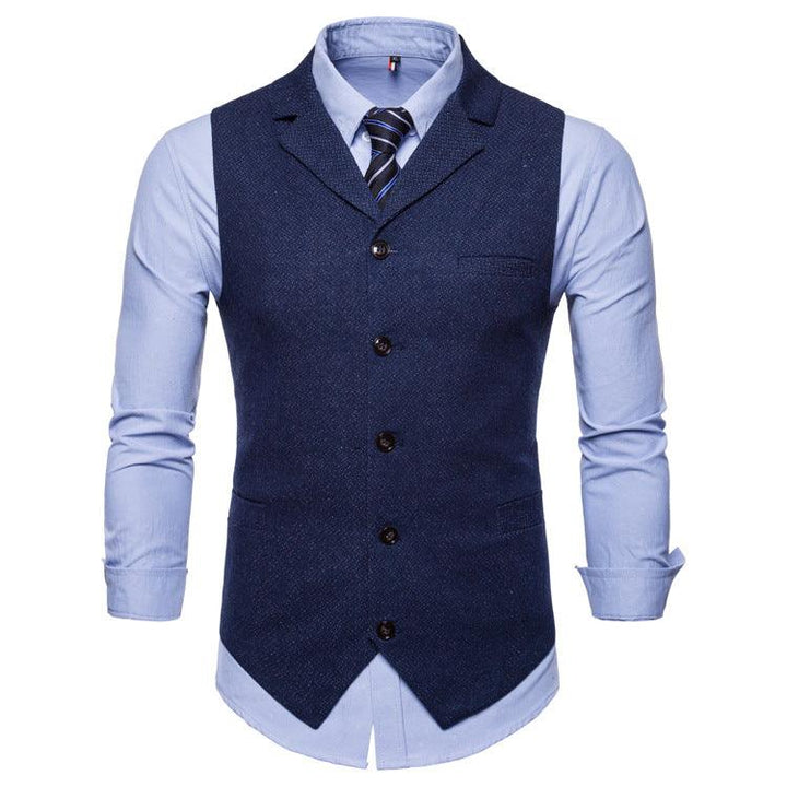 Men's Plain Color Single Breasted Lapel Jacket Jacket Clip Spring and Autumn Men's Casual Vest suit vest men