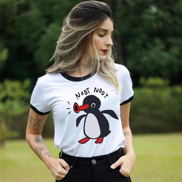 Kvinner Funny Penguin Noot T-skjorte