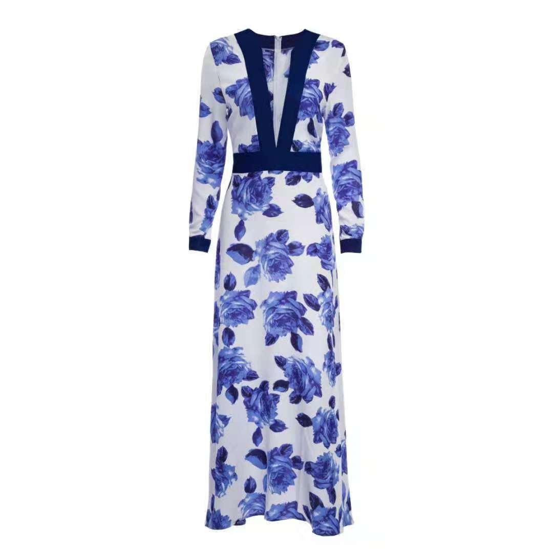 Maxi-jurk met bloemenprint voor dames met V-hals