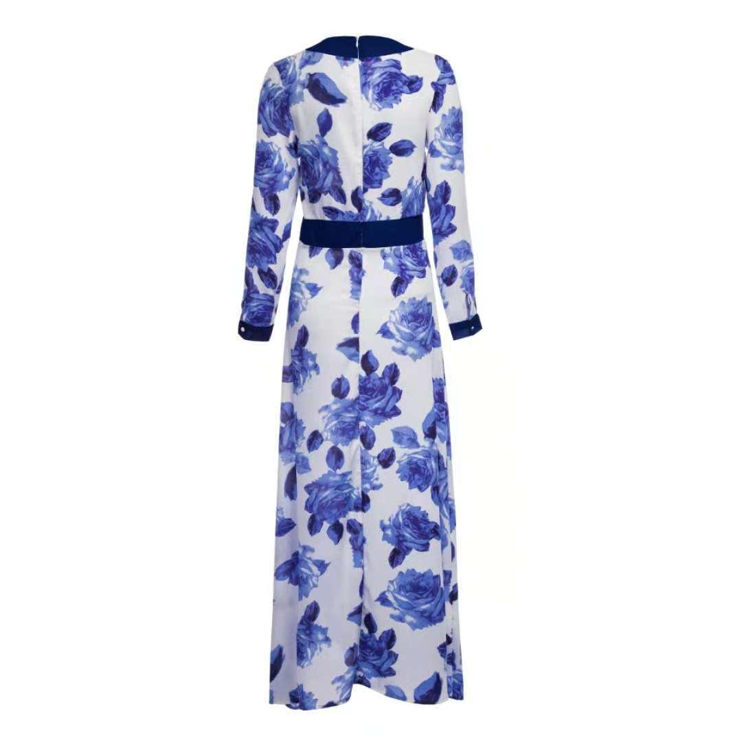 Maxi-jurk met bloemenprint voor dames met V-hals