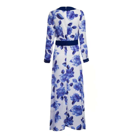 V-Neck  Women's  Floral Print Maxi Dress