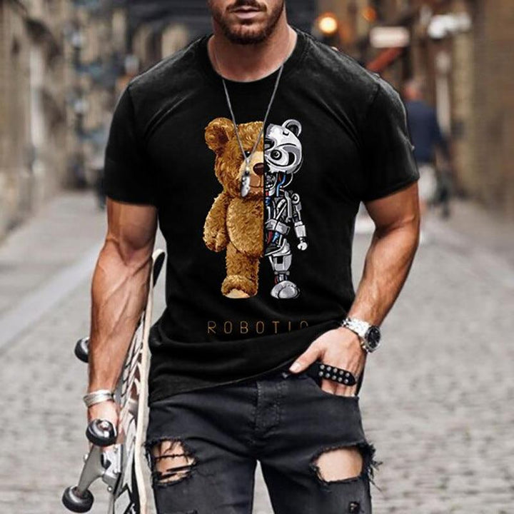 Teddy Bear Fashion Collarless sort t-shirt