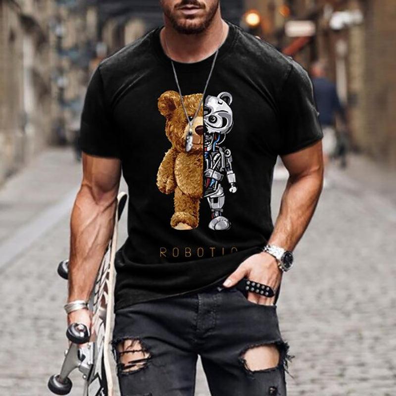 Teddy Bear Fashion Collarless Black t-Shirt