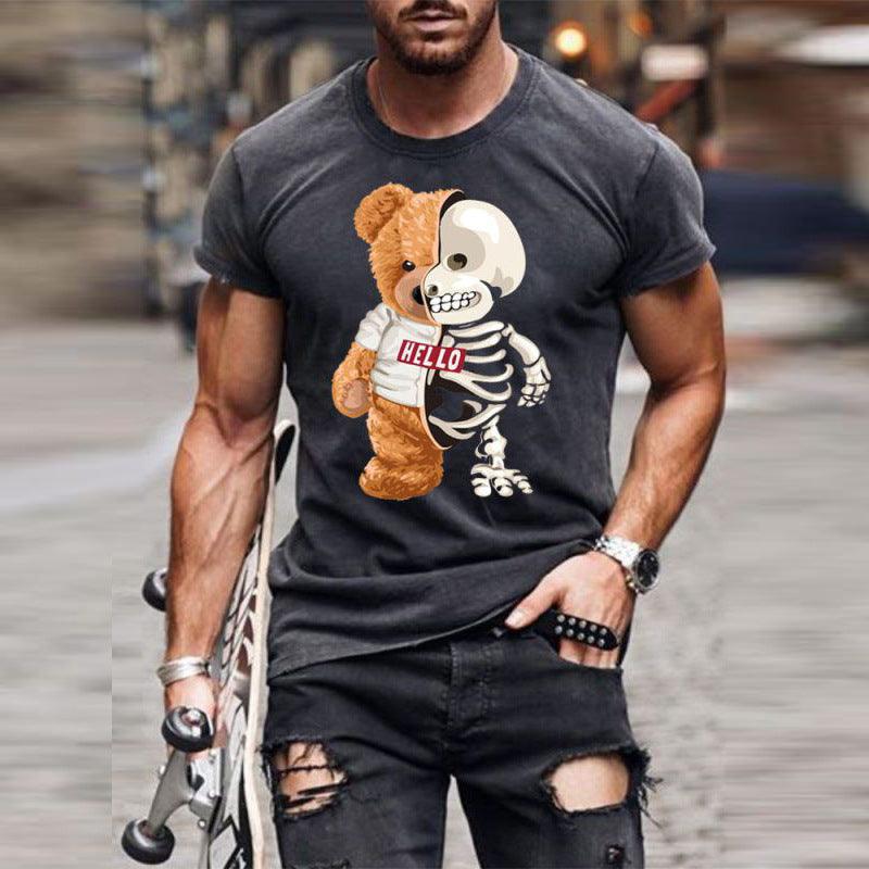 Teddy Bear Fashion Collarless sort t-shirt