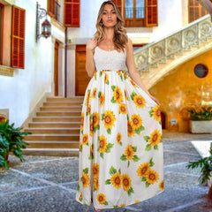 Lace Sling Floral Bohemian Long Dress