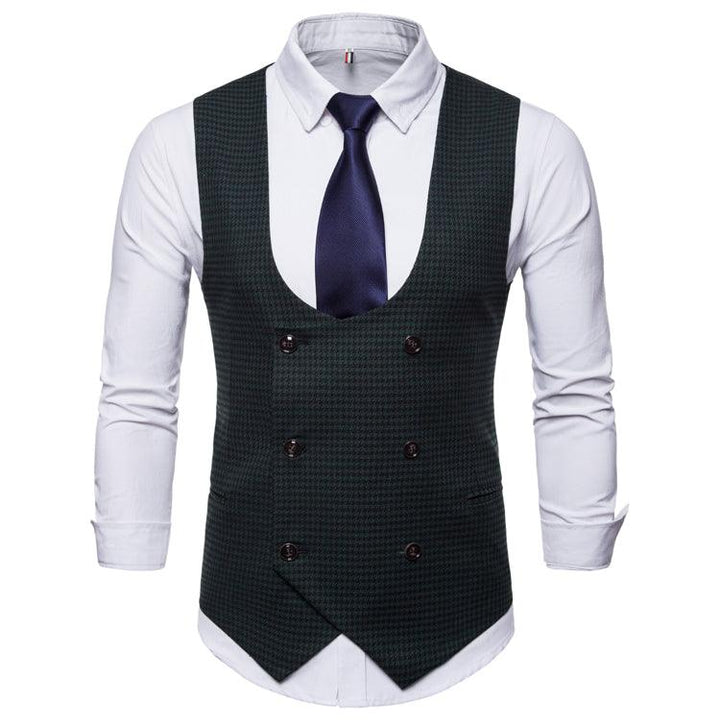 Smart Casual Suit Vest Mænd Efterårsstil U-krave Mænds fritidsvest