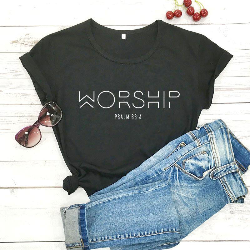 Aanbidding Casual katoenen christelijke T-shirt Faith Shirt Dames