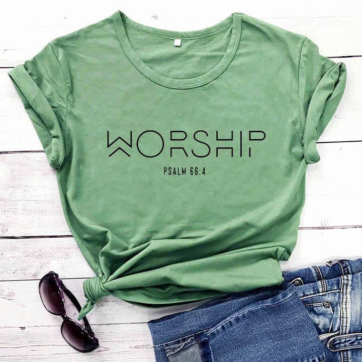 Aanbidding Casual katoenen christelijke T-shirt Faith Shirt Dames